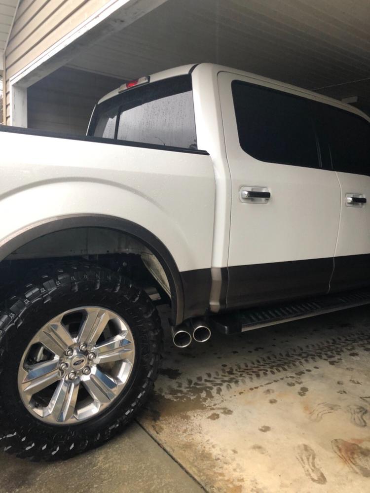 3" Cat Back, Single Side Dual Outlet in Front of Rear Wheel, AL, Race Version, Ford F-150 2015 - 2020 - Customer Photo From Blake C.