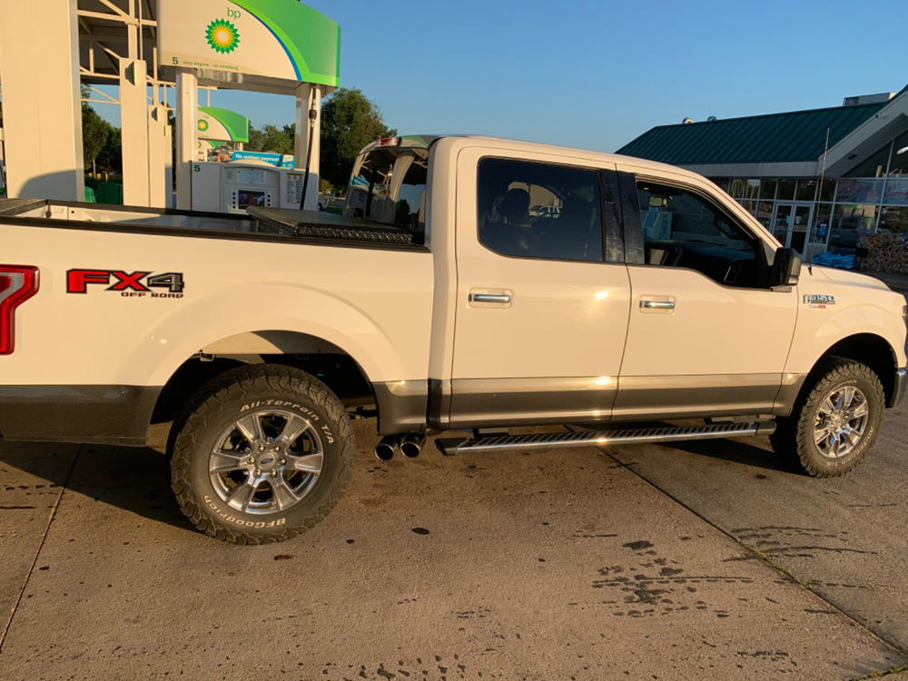 3" Cat Back, Single Side Dual Outlet in Front of Rear Wheel, AL, Race Version, Ford F-150 2015 - 2020 - Customer Photo From Richard McMahan