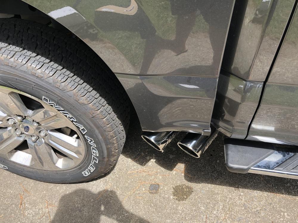 3" Cat Back, Single Side Dual Outlet in Front of Rear Wheel, AL, Race Version, Ford F-150 2015 - 2020 - Customer Photo From Thomas S.