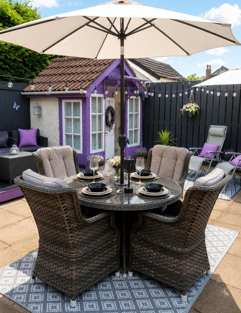 Amalfi High Back 4 Seat Grey Dining Set - Customer Photo From Debbie HARKNESS