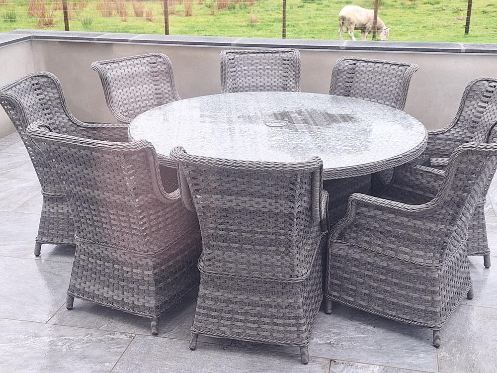 Mercer Amalfi High Back 8 Seat Grey Dining Set - Customer Photo From Andree Gordon