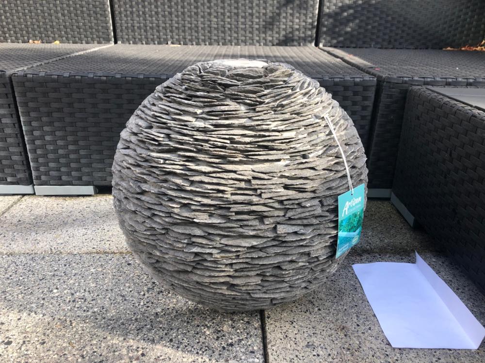 Grey Planet Slate Sphere Garden Water Feature - 40cm Diameter - Customer Photo From Anonymous