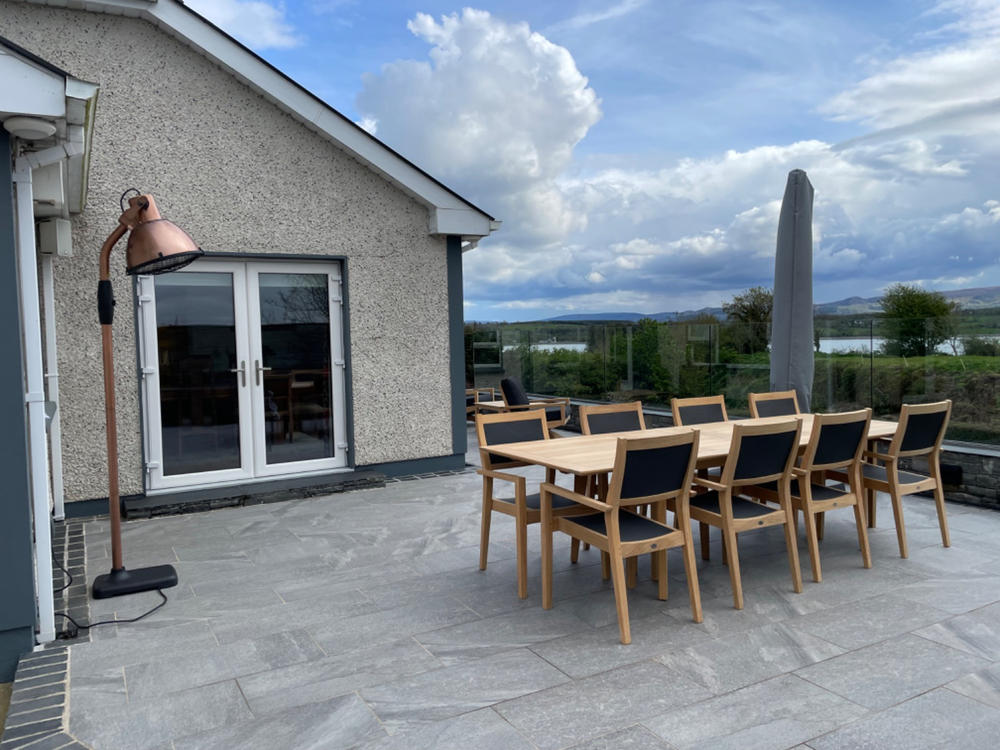 Tivoli Extending Large Garden Table and 8 Charcoal Sling Stacking Armchairs - Customer Photo From Aiden Likely