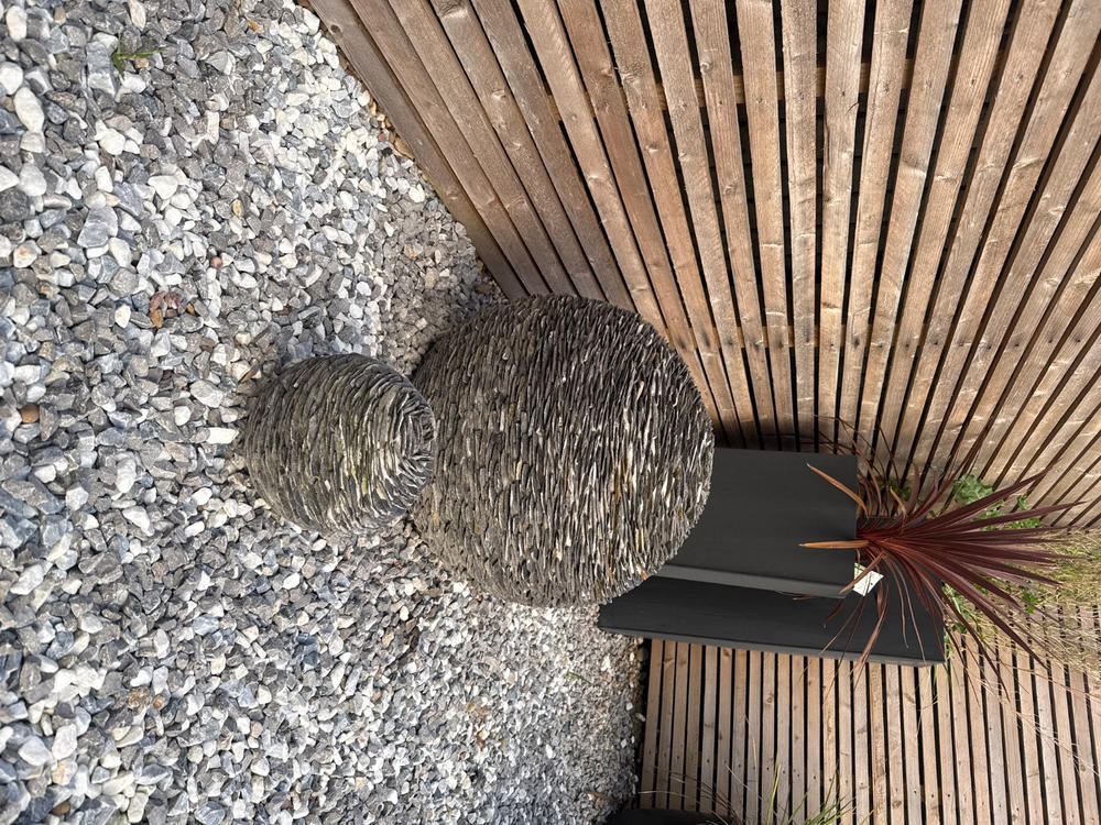 Slate Garden Sphere Sculptures - Customer Photo From Larissa Kay