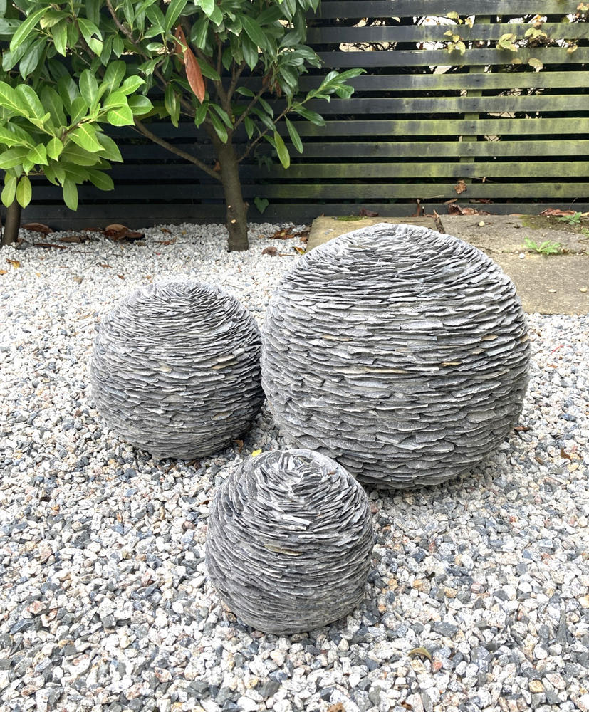 Slate Garden Sphere Sculptures - Customer Photo From Pat Jellis