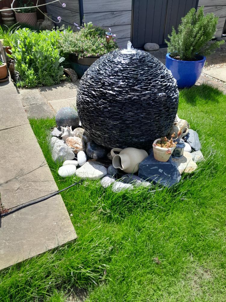 Slate Ball Water Feature with Complete Kit (Sizes 400mm up to 900mm) - Customer Photo From Lorraine Apps-Huggins