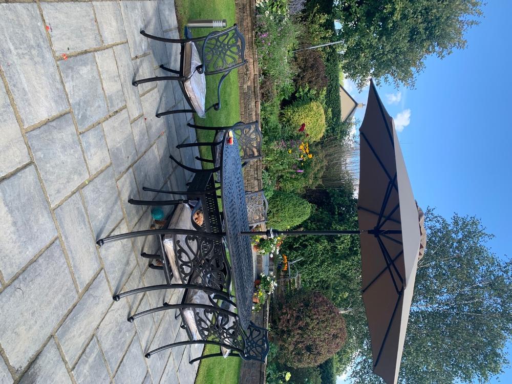 Hartman Capri 6 Seater Oval Dining Set in Bronze with Parasol & Base - Customer Photo From Jennifer Taylor