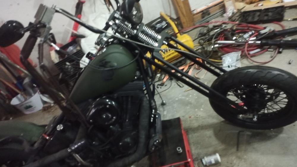 Springer Front End and Ape Hangers  Custom motorcycles harley, Bobber  bikes, Bobber motorcycle