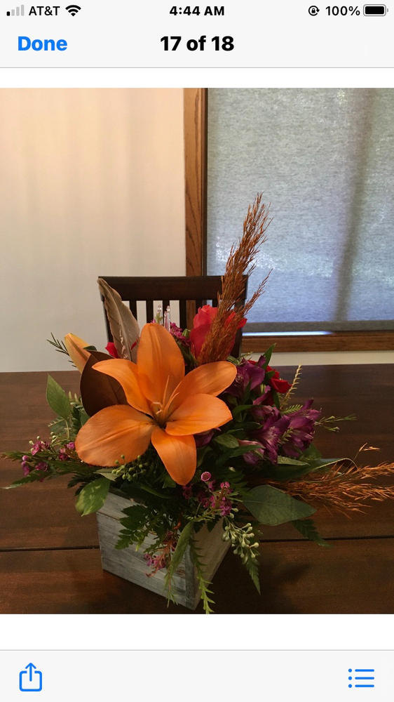 Wooden Box Flower Bouquet - Customer Photo From Karen Kottke