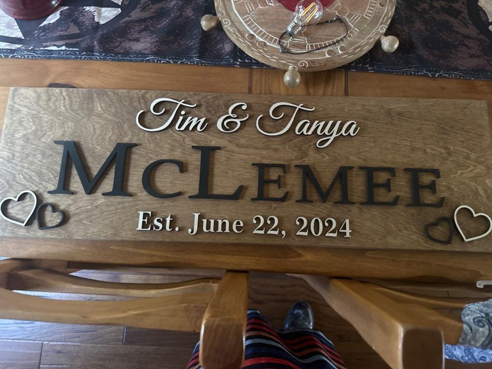 Last Name Sign - Customer Photo From Tanya Stone