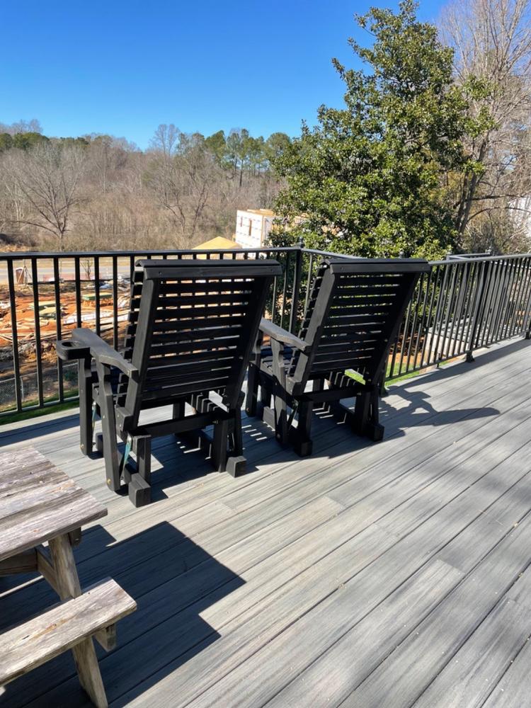 Centerville Amish Heavy Duty 600 Lb High Back Roll Back Treated Glider Chair - Customer Photo From Brenda Hill
