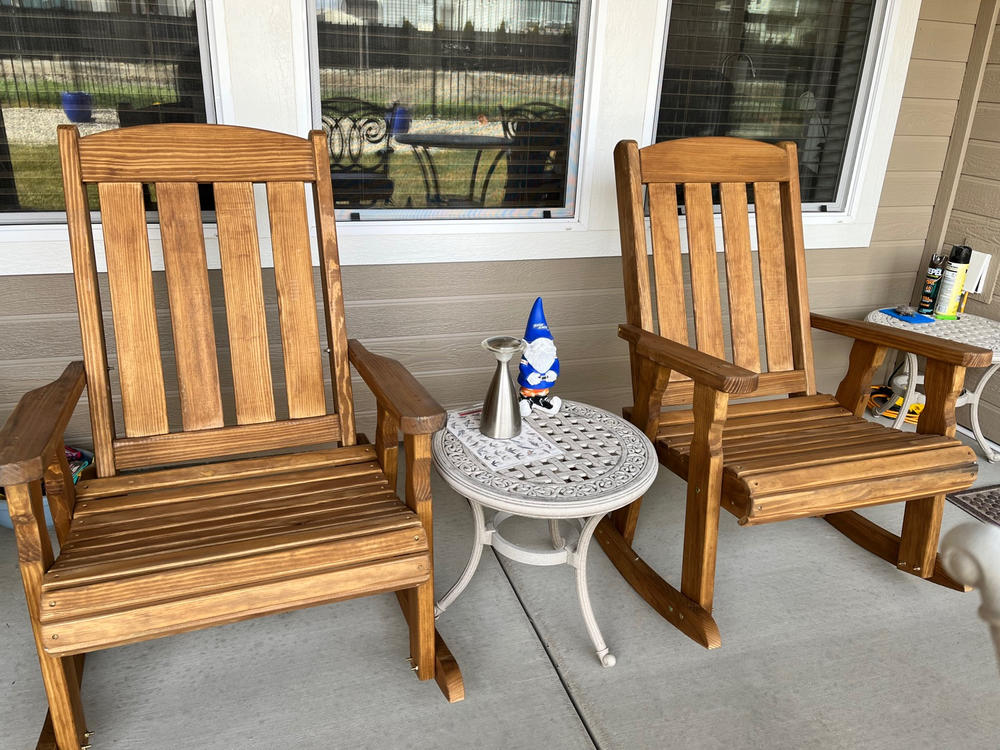 Centerville Amish Heavy Duty 600 Lb Mission Treated Rocking Chair - Customer Photo From Tina Balsley