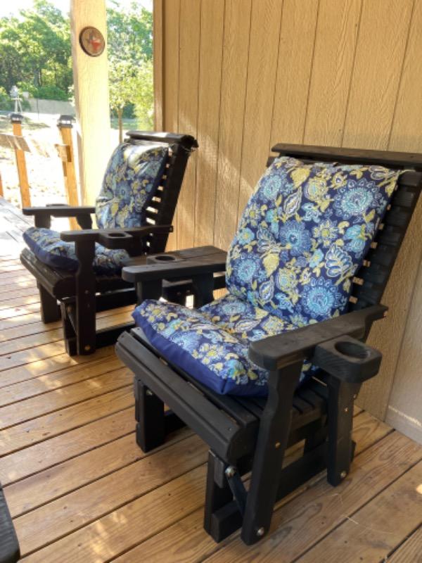 Centerville Amish Heavy Duty 600 Lb High Back Roll Back Treated Glider Chair - Customer Photo From Becky Womble
