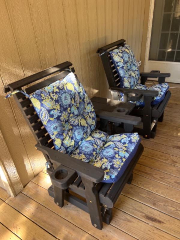 Centerville Amish Heavy Duty 600 Lb High Back Roll Back Treated Glider Chair - Customer Photo From Becky Womble