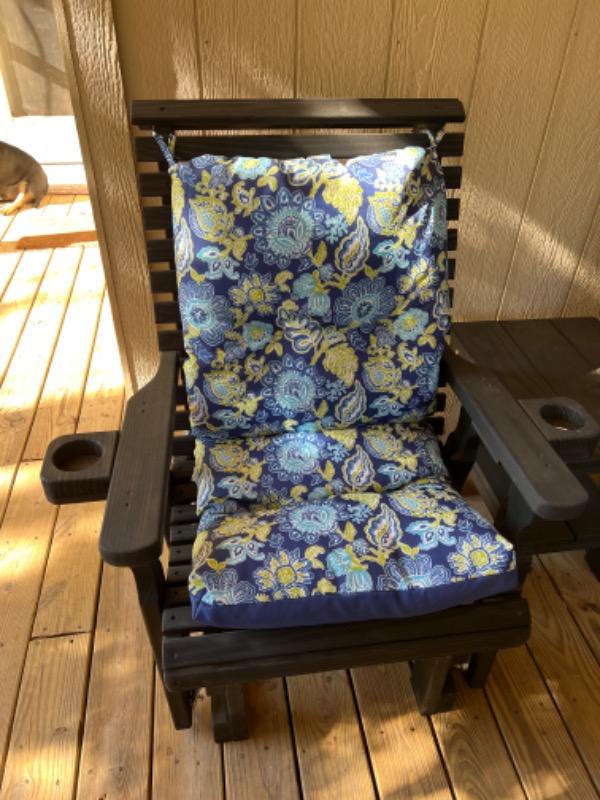 Centerville Amish Heavy Duty 600 Lb High Back Roll Back Treated Glider Chair - Customer Photo From Becky Womble