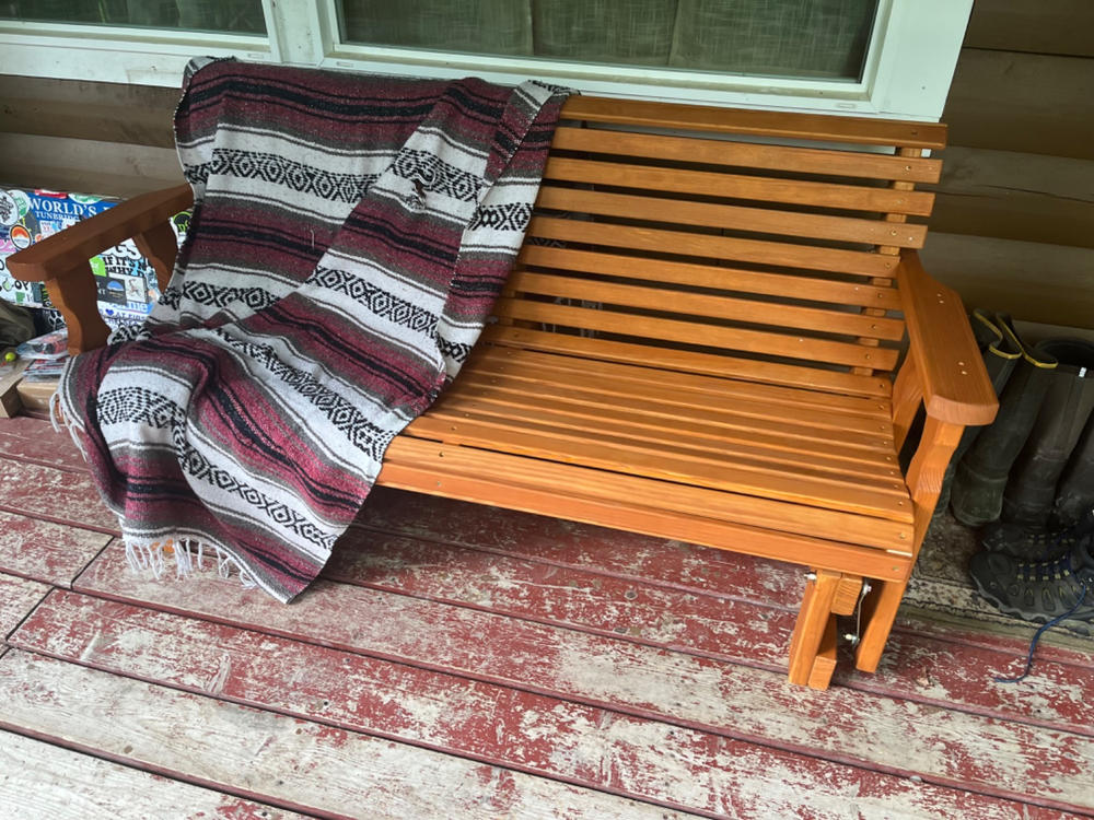 Centerville Amish Heavy Duty 800 Lb Roll Back Treated Porch Glider - Customer Photo From Kristine McMurrin