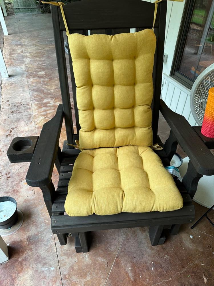 Centerville Amish Heavy Duty 600 Lb High Back Mission Treated Glider Chair - Customer Photo From Susan Haseloff
