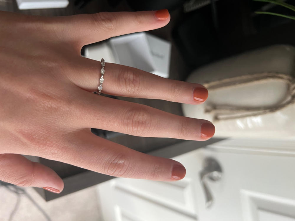 14K Single Prong Half Eternity with Marquis Stones 2mm | Lab-Grown - Customer Photo From Grayson Dixon