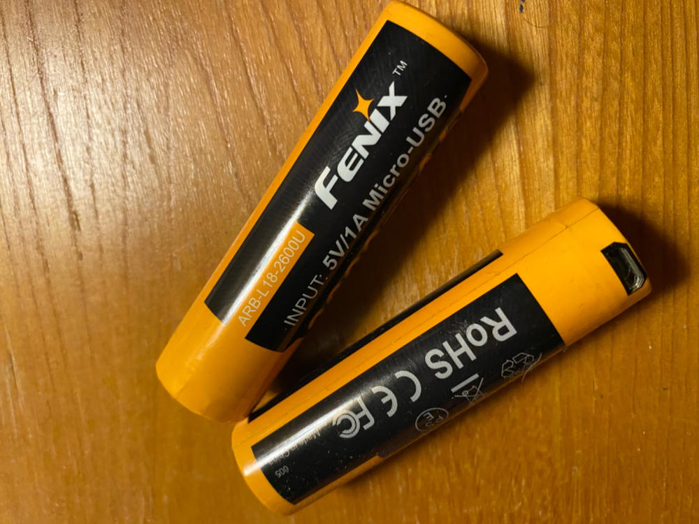 Fenix ARB-L18-2600U 18650 2600mAh 3.6V Protected Lithium Ion Button Top Battery with Micro USB Charging Port - Customer Photo From Robert Maguire