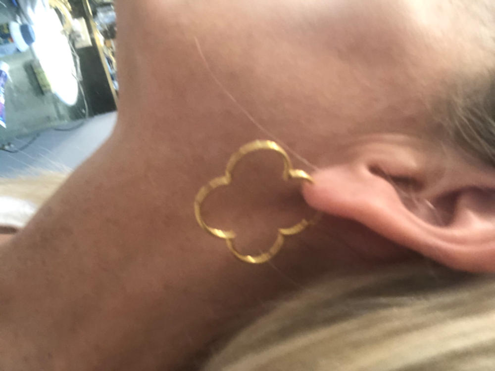 Clover Endless Hoop Earrings Rose Gold Plated .925 Sterling Silver - Customer Photo From Karen Pick