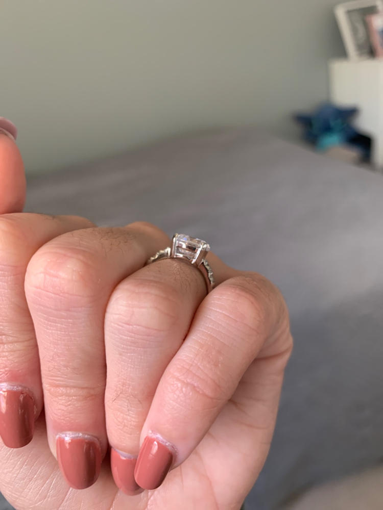 4CT Solitaire CZ Engagement Ring Band Gold Plated Sterling Silver - Customer Photo From Quincy Yeubanks