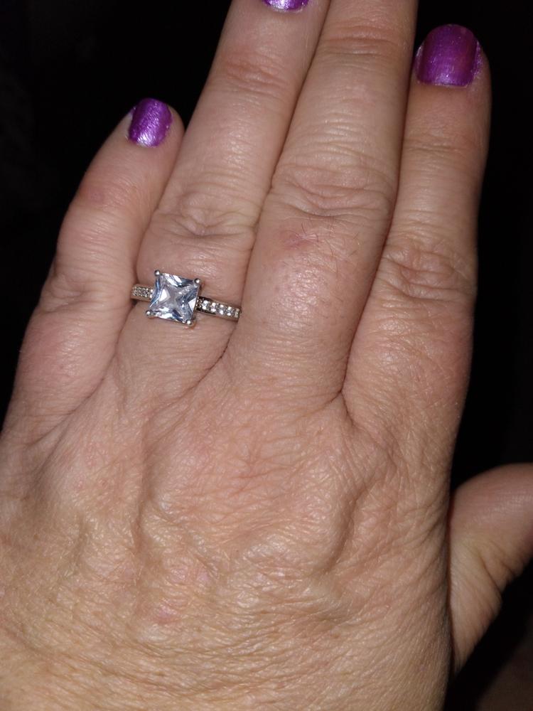 3CT Princess Cut Solitaire AAA CZ Engagement Ring .925 Sterling Silver - Customer Photo From Melissa Bonham