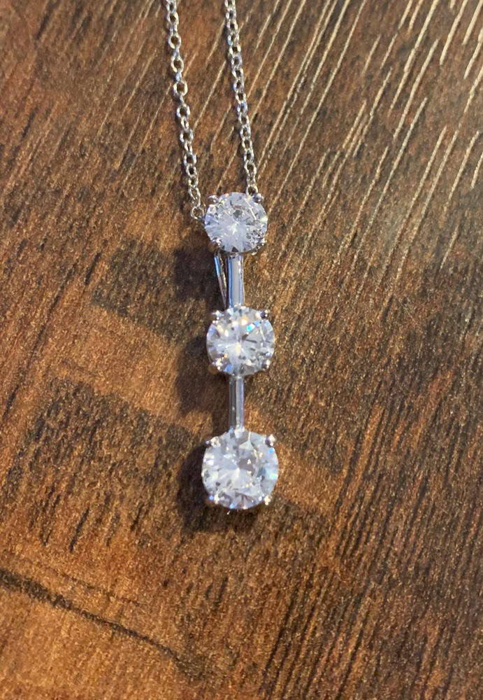2.5 CT Solitaire Round CZ Pendant Necklace Sterling Silver Necklace - Customer Photo From Anonymous