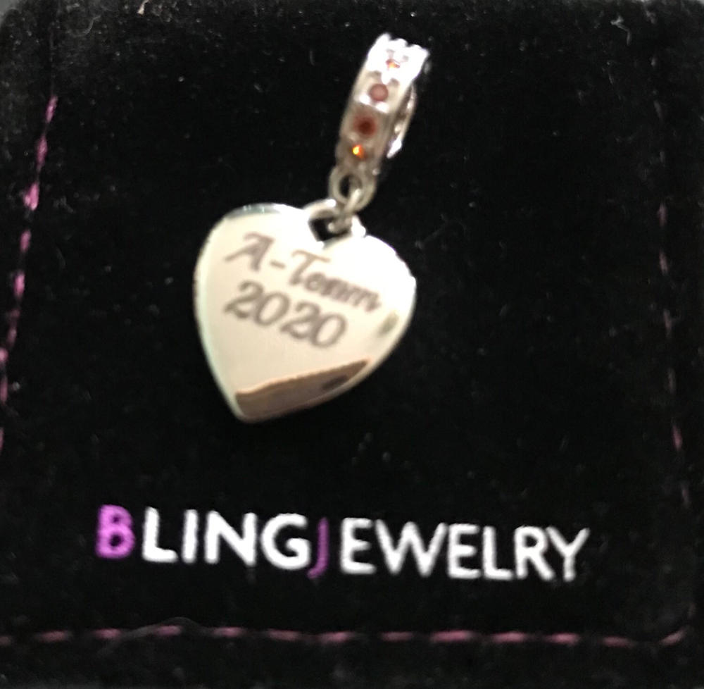 Crystal Accent Dangle Heart Shape Charm Bead .925 Sterling Silver - Customer Photo From Anonymous