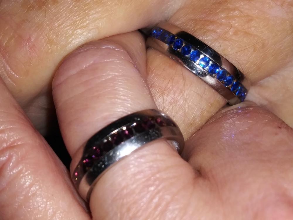 Channel Set Crystal Eternity Band Ring Stainless Birthstone Colors - Customer Photo From Anonymous