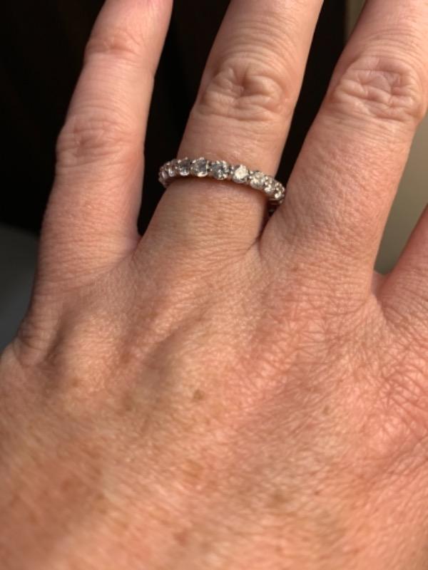 Stackable Pink CZ Band Eternity Wedding Band Ring .925 Sterling Silver - Customer Photo From Jaclyn H.