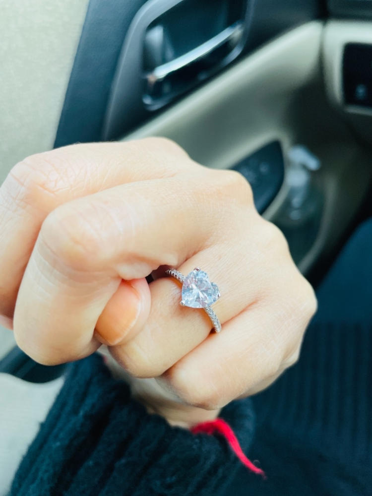 2.5CT Red Heart Solitaire AAA CZ Engagement Ring .925Sterling Silver - Customer Photo From Anonymous