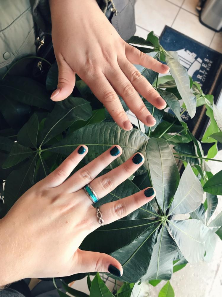Blue Turquoise Couple Wedding Band Titanium Ring For Men 8MM - Customer Photo From Emma