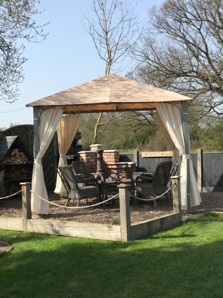 Side Panel Set for 3m x 3m Patio Gazebo (270cm Curtain Width) -  Set of 4 - Customer Photo From Carole Bircher