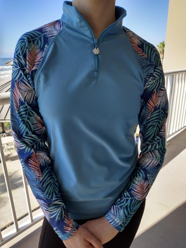 Women's Long Sleeve Quarter Zip Sun & Swim Shirt - Clear Sky / S