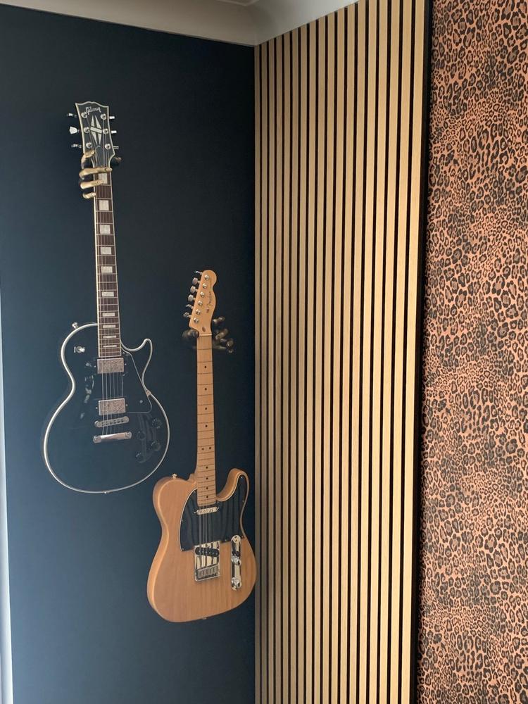 The Valkyrie Gold Finish Guitar Hanger - Left - Customer Photo From Geoff Harrison