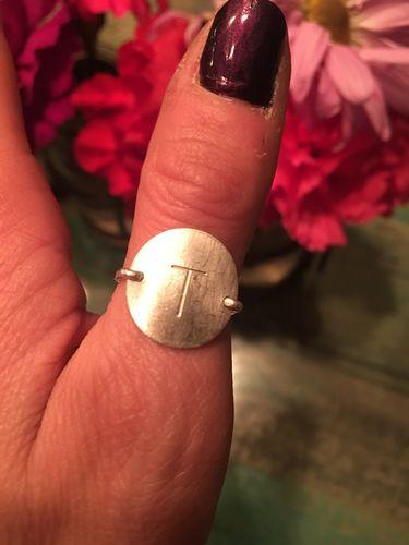Initial Disc Ring - Customer Photo From Tiffany K.