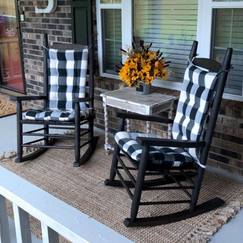 Buffalo Check Black Rocking Chair Cushions Latex Foam Fill