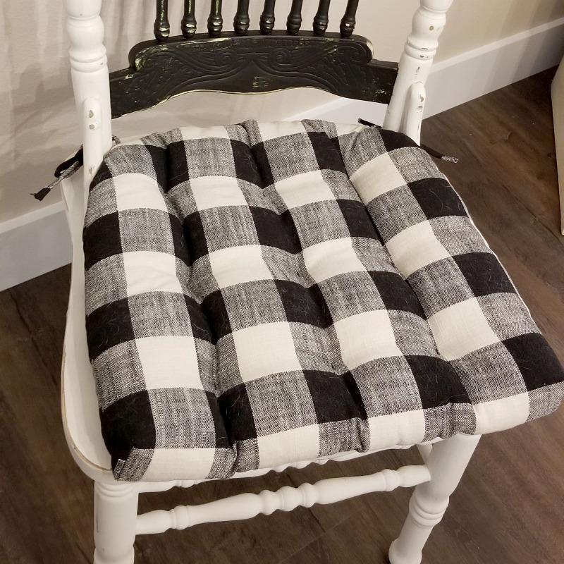 Buffalo Check Black & White Dining Chair Pad - Latex Foam Fill