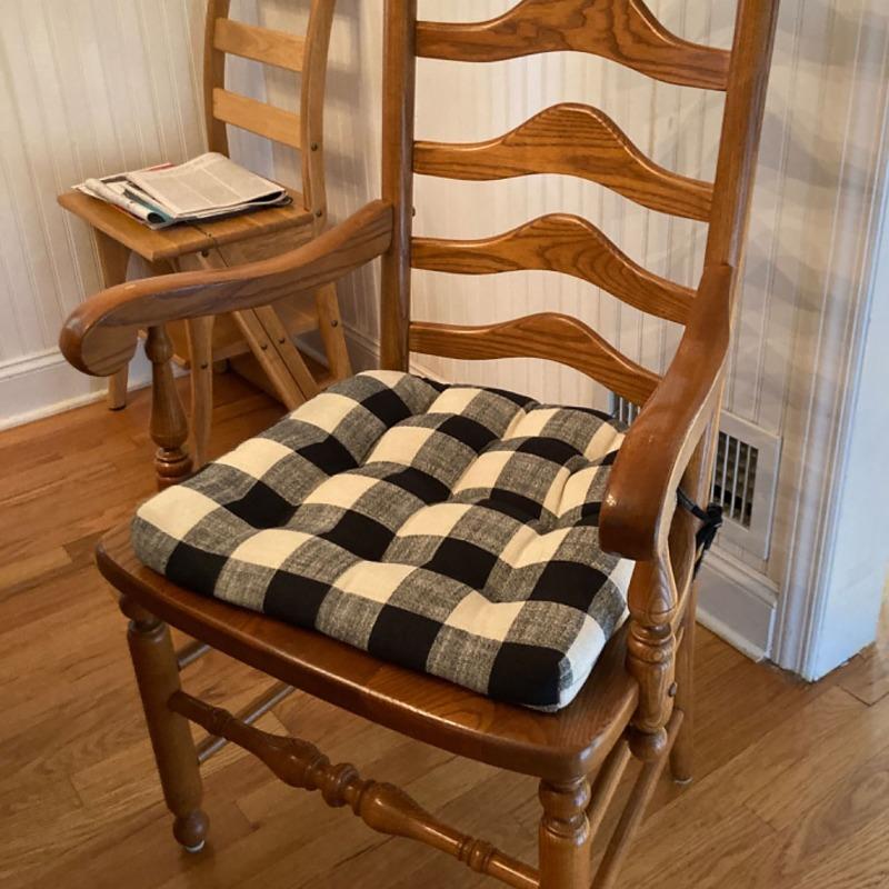 Buffalo Check Black & White Dining Chair Pad - Latex Foam Fill ...