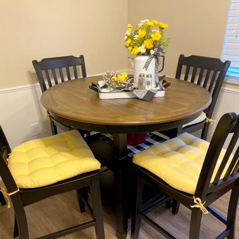 Cotton Duck Yellow Solid Color Dining Chair Pads Latex Foam Fill Yellow Solid Color Dining Chair Pads