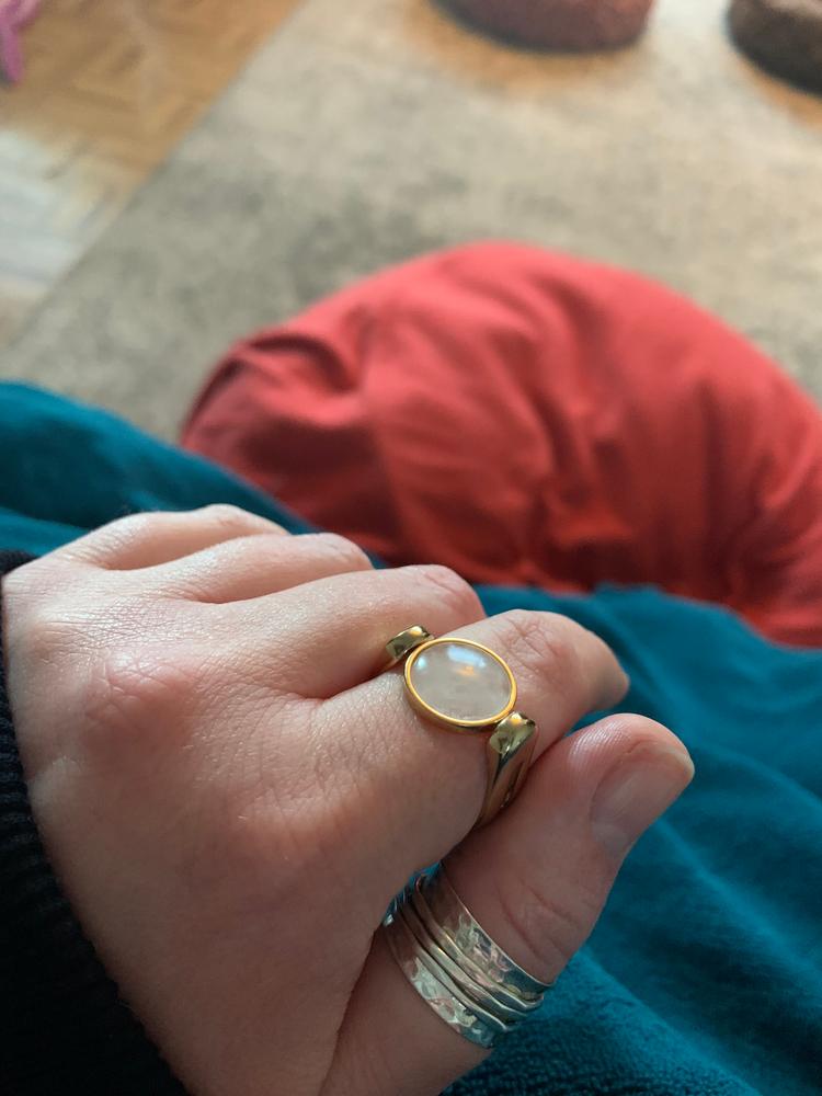 Clear Quartz Authentic Crystal Anxiety Fidget Ring clicks & spins - Customer Photo From christine 