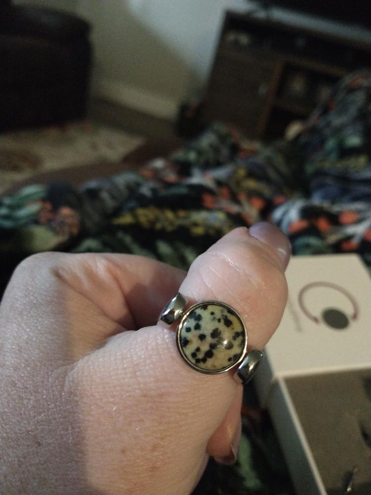Crystal Collection: Dalmatian Jasper Spinner - Customer Photo From Penny W.
