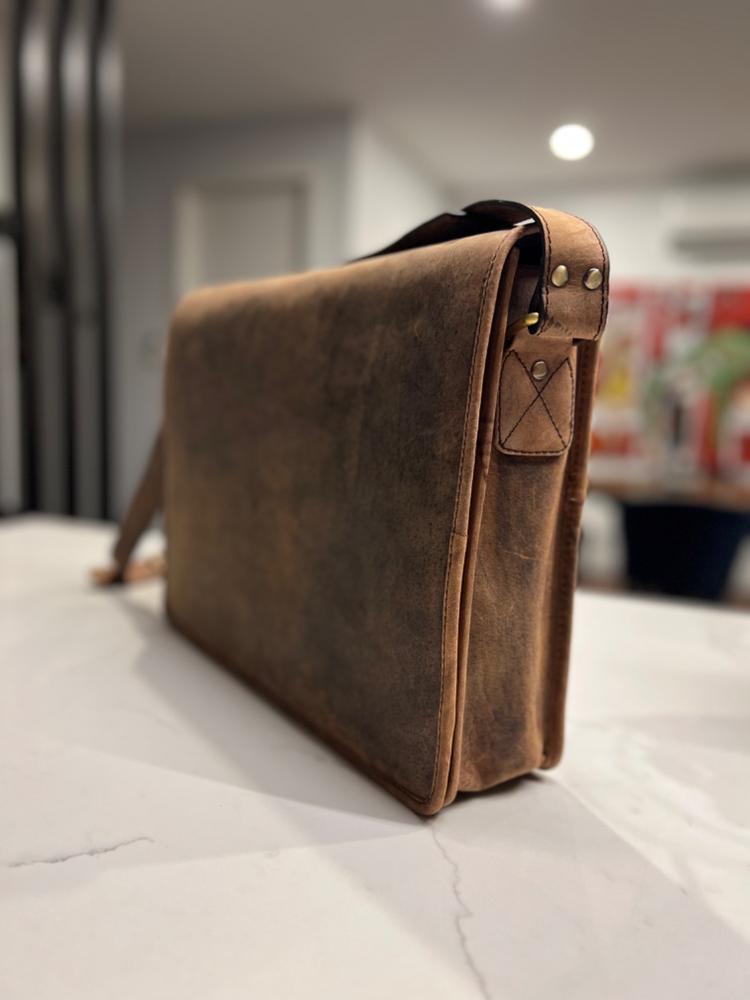 Jersey Brown Laptop Bag | Mens Laptop Bag - Customer Photo From Ashley M.