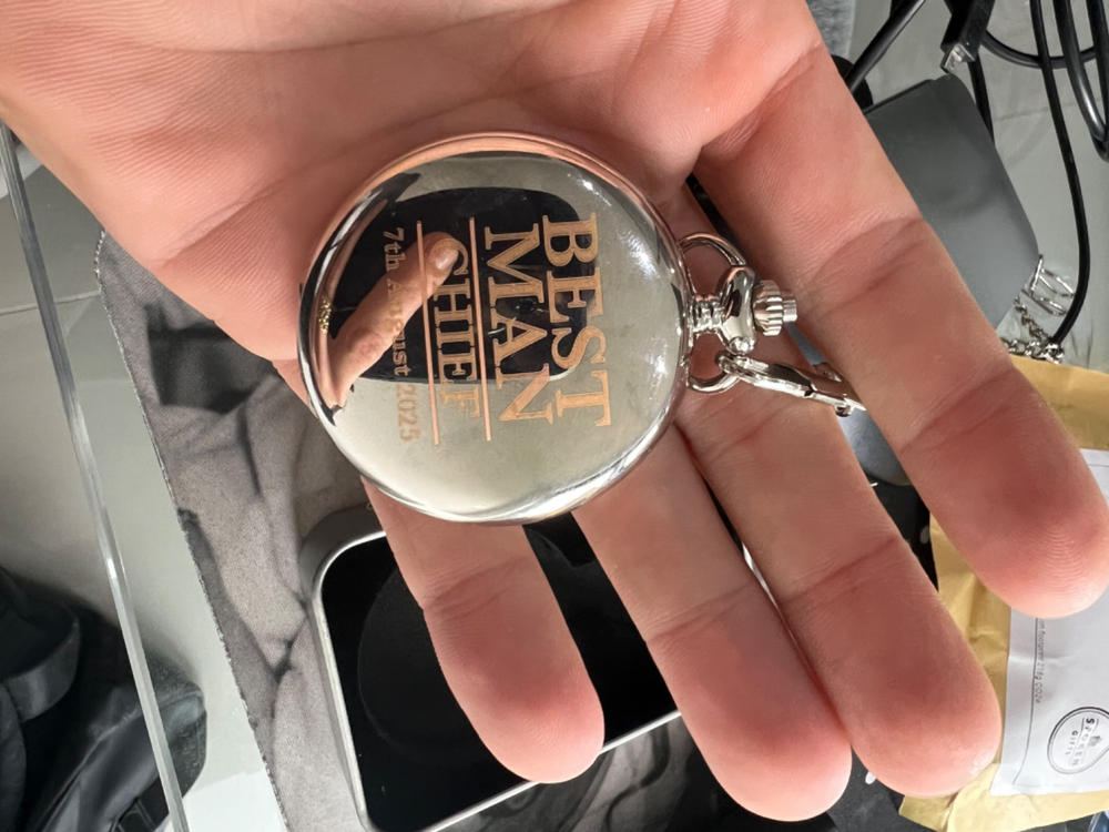 Personalised Best Man Silver Pocket Fob Watch Spoken Gifts LTD