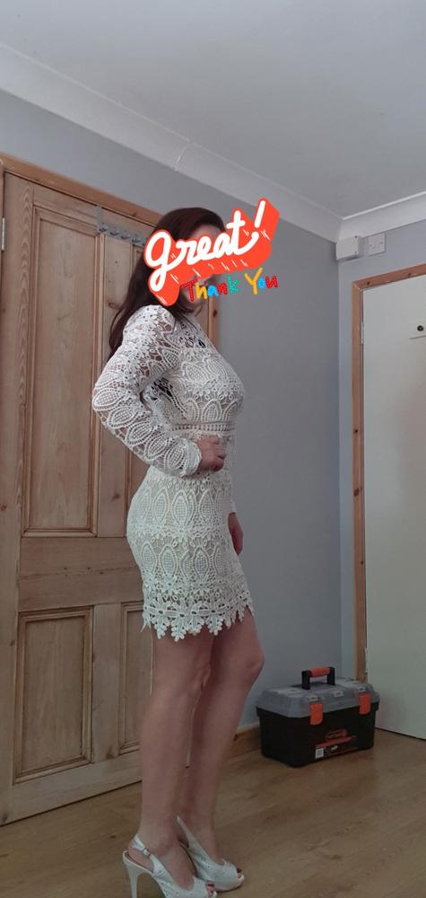 High Neck Openwork Lace Dress In White – Miss Floral