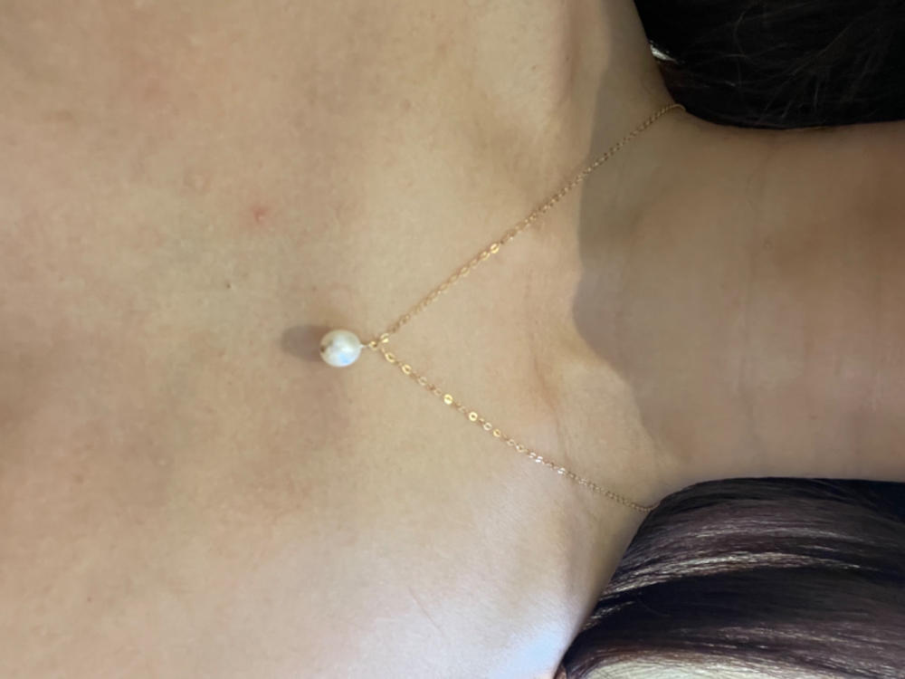 TEARDROP FRESHWATER PEARL NECKLACE- 14k Gold - Customer Photo From Annie Nguyen