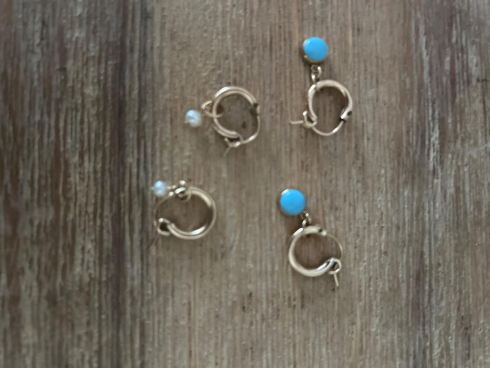 Turquoise Thick Hoop Earrings - Customer Photo From Louise Staley