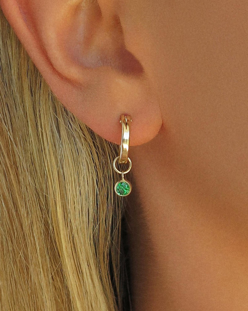 EMERALD CZ THICK HOOP EARRINGS- 14k Yellow Gold - Customer Photo From Bia Antonio-Roque