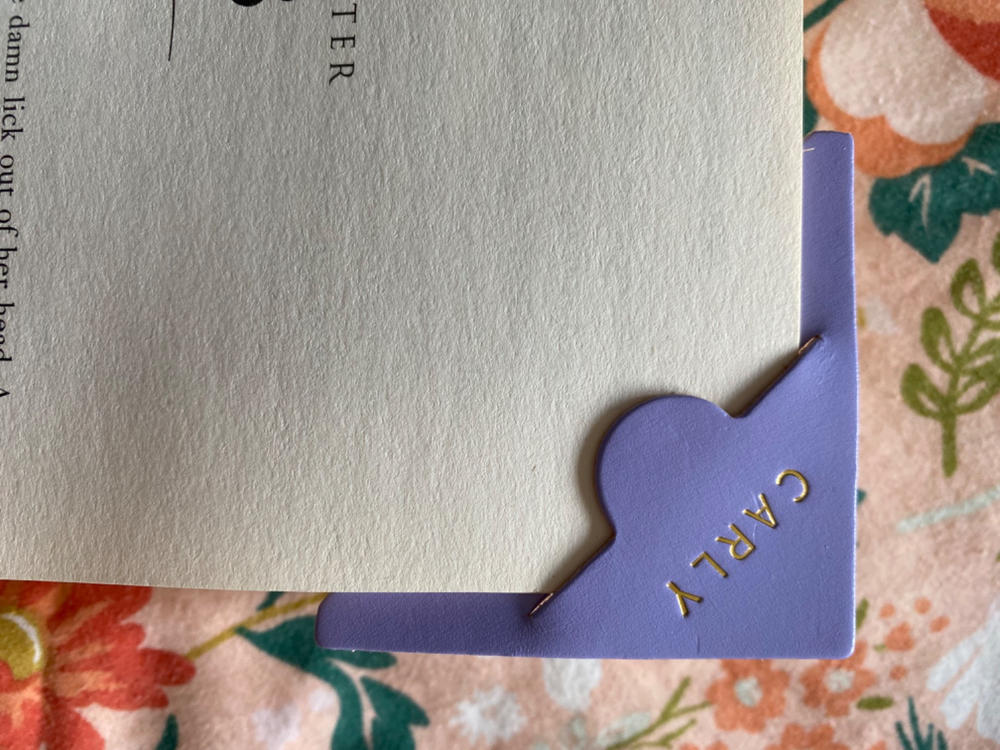 Personalised Leather Corner Bookmark - Customer Photo From Carly Williamson