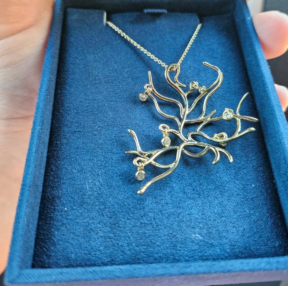 Enchanted Disney Fine Jewelry 14K Yellow Gold over Sterling Silver with 1/6 CTTW Belle Fashion Pendant Necklace - Customer Photo From Griselda M.